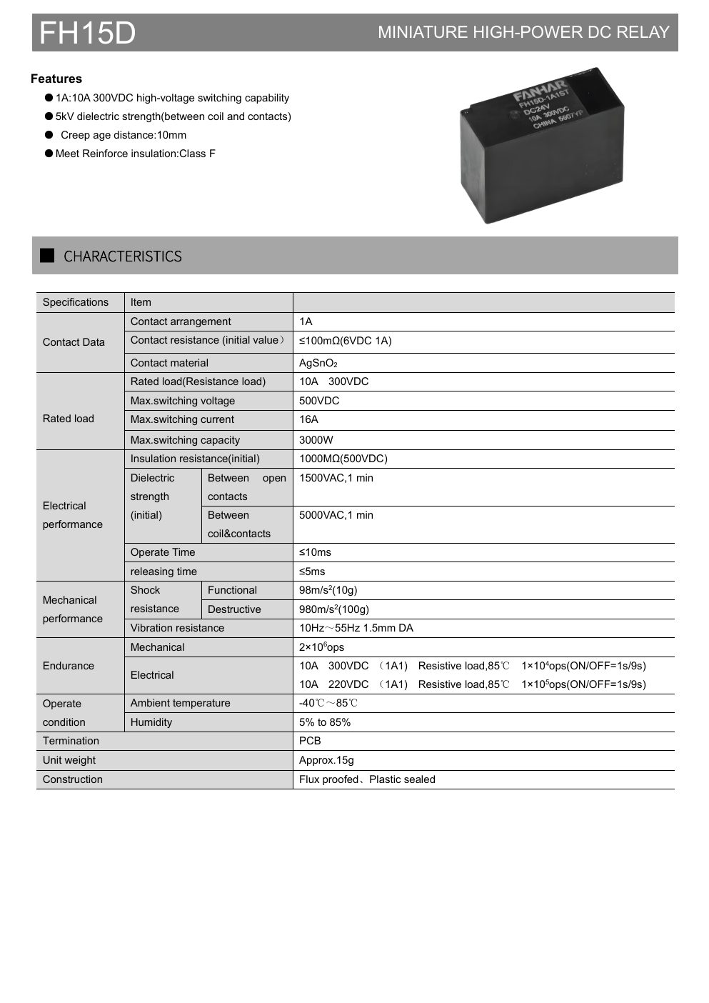 FH15D-Datenblattseite 1
