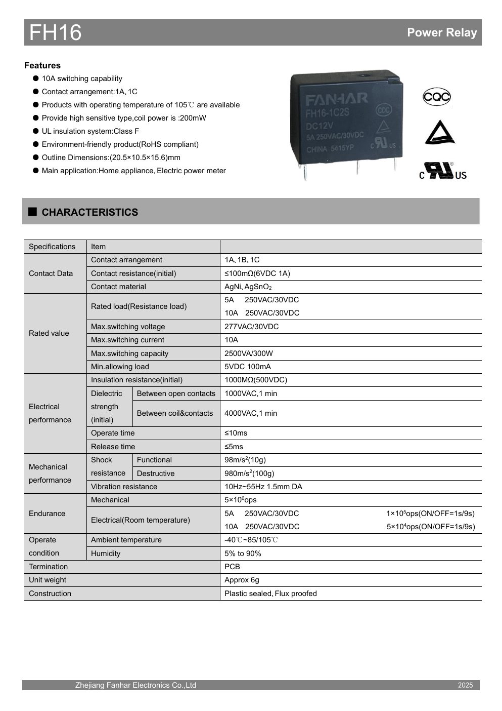 Page de fiche technique du FH16 1