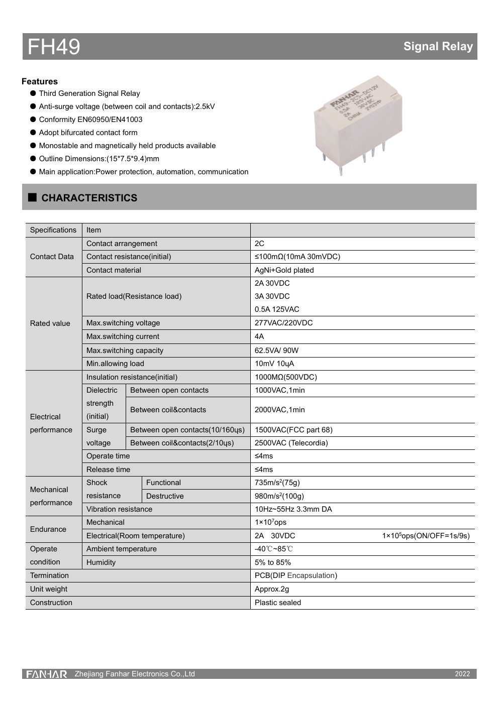 FH49 datasheet page 1