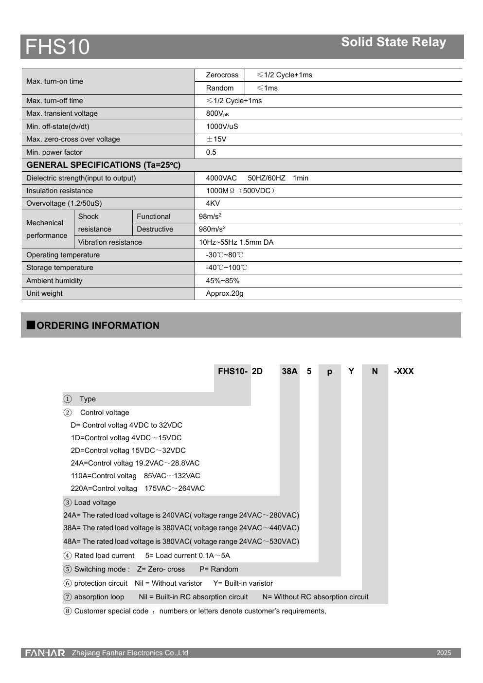 FHS10 datasheet page 2